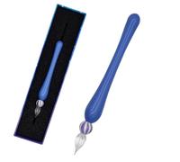 SIPLIV Bolígrafo de cristal hecho a mano, elegante bolígrafo de inmersión de cristal de borosilicato para escribir, dibujar, firmas, caligrafía, azul transparente