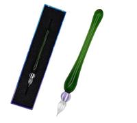 SIPLIV Bolígrafo de cristal hecho a mano, elegante bolígrafo de inmersión de cristal de borosilicato para escribir, dibujar, firmas, caligrafía, verde transparente