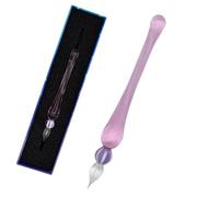 SIPLIV Bolígrafo de cristal hecho a mano, elegante bolígrafo de inmersión de cristal de borosilicato para escribir, dibujar, firmas, caligrafía, rosa transparente