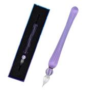 SIPLIV Bolígrafo de cristal hecho a mano, elegante bolígrafo de inmersión de cristal de borosilicato para escribir, dibujar, firmas, caligrafía, color morado transparente