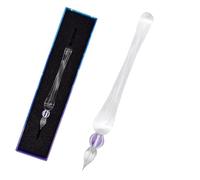 SIPLIV Bolígrafo de cristal hecho a mano, elegante bolígrafo de inmersión de cristal de borosilicato para escribir, dibujar, firmas, caligrafía, transparente