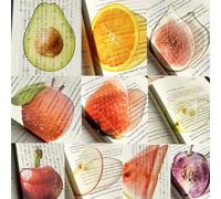 SIPLIV Bonito marcador de libros acrílico para estudiantes, marcadores translúcidos, accesorios estéticos, 10 marcadores de frutas