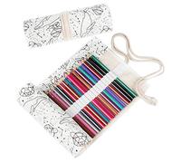 Envoltura de lápiz enrollable de lona Sipliv, bolsa de lápices para colorear de dibujo de viaje para artista, blanco cielo estrellado 72 agujeros (los lápices no están incluidos)