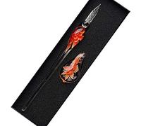 SIPLIV hecho a mano de cristal de cristal intarsia dip pen kit de pluma estilográfica vintage caligrafía firmas pluma con un portalápices para cumpleaños regalo de navidad, naranja