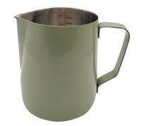 SIPLIV Jarra de acero inoxidable para cocinar al vapor, jarra de espuma para café, leche, jarra de vapor para café, jarra de vapor de café, verde, 20 onzas (600 ml)