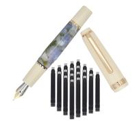 SIPLIV Jinhao 82 Mini pluma estilográfica acrílica, pluma de viaje de bolsillo de párrafo corto con convertidor de tinta y 20 cartuchos de tinta negra, punta fina de iridio, verde algas marinas