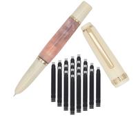 SIPLIV Jinhao 82 Mini pluma estilográfica acrílica, pluma de viaje de bolsillo de párrafo corto con convertidor de tinta y 20 cartuchos de tinta negra, punta extra fina con capucha, color rosa