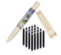 SIPLIV Jinhao 82 Mini pluma estilográfica acrílica, pluma de viaje de bolsillo de párrafo corto con convertidor de tinta y 20 cartuchos de tinta negra, punta extra fina con capucha, verde algas