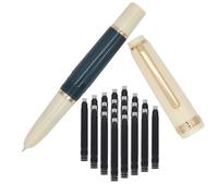 SIPLIV Jinhao 82 Mini Pluma estilográfica de plástico, pluma de viaje de bolsillo de párrafo corto con convertidor de tinta y 20 cartuchos de tinta negra, punta extra fina con capucha, gris