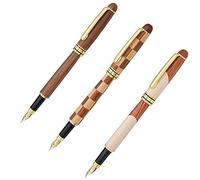 SIPLIV Juego de 3 plumas estilográficas de madera hechas a mano, colección retro, pluma estilográfica, elegante, bonito juego de pluma estilográfica