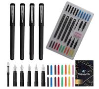 SIPLIV Juego de 35 bolígrafos de caligrafía, plumas estilográficas con 5 puntas, 22 cartuchos de tinta, convertidor de tinta y almohadilla de papel de práctica, kit de caligrafía para principiantes