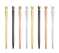 SIPLIV Juego de 8 bolígrafos de metal con tinta negra, juego de bolígrafos delgados metálicos brillantes para decoración de bodas, fiestas, oficina, suministros escolares, forma de calavera