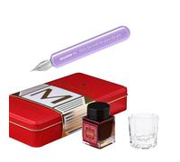 SIPLIV Majohn - Kit de pluma de cristal de inmersión, pluma de caligrafía vintage para firmas con tinta en botella y vaso de limpieza, morado
