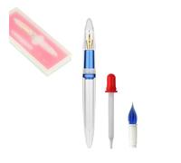 SIPLIV Majohn M2 - Pluma estilográfica acrílica transparente, gran capacidad para almacenar tinta, punta fina, juego de bolígrafos de escritura con punta de cristal y cuentagotas - Azul