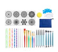 Sipliv mandala dotting tools set mandala stencil ball stylus brush acrylic rod paint tray set for rocks fabric wall nail art painting coloring drawing drafting - 35 pcs