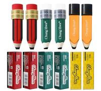 SIPLIV Paquete de 6 gomas de borrar en forma de lápiz, verde, rojo, amarillo, borrador a granel, borrador de lápiz para niños, para recuerdos de fiesta, recompensas de tareas, premios escolares,