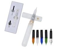 SIPLIV Pluma de resina acrílica multifuncional de doble uso, pluma de cristal para tinta, pluma estilográfica, tamaño de bolsillo, de viaje, corta, con 5 tipos de plumín de repuesto - Rojo