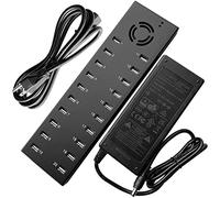 Sipolar Industrial Grade 20 Port USB2.0 Hub Charger Data Sync and Charging Station Interior Negro cargador de dispositivo móvil