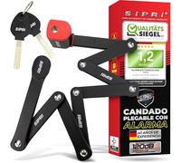 SIPRI® Candado plegable para bicicleta con alarma 120 dB | Candado plegable de alta seguridad para bicicleta eléctrica, scooter eléctrico y motocicleta | 8 mm de acero, 116 cm, resistente a la