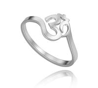 SIPURIS Anillo abierto ajustable con símbolo de flor de loto Om Ohm Aum para yoga, anillos de promesa, anillo de filigrana de la vida, joyería espiritual, regalos para mujeres y hombres