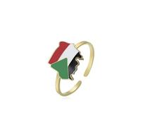 SIPURIS Anillo abierto con la bandera del mapa de Palestina, símbolo nacional palestino, ajustable, joyería de declaración, Acero inoxidable, Sin piedra preciosa