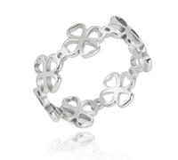 SIPURIS Anillo celta de buena suerte con trébol de cuatro hojas, diseño de trébol irlandés, amuleto de la suerte, amuleto de protección, joyería para mujeres y adolescentes, 8 US, Acero inoxidable