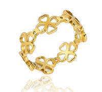 SIPURIS Anillo celta de buena suerte con trébol de cuatro hojas, diseño de trébol irlandés, amuleto de la suerte, amuleto de protección, joyería para mujeres y adolescentes, 11 US, Acero inoxidable,