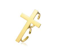 SIPURIS Anillo de cruz ajustable unisex de dos dedos, anillo de acero inoxidable, apilable, religioso, católico, cristiano, fe, amuleto, joyería para bautizo, Acero inoxidable, Sin piedras preciosas