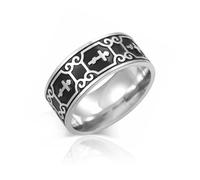 SIPURIS Anillo de Cruz Ortodoxa Rusa para Hombres, Amuleto de Jesucristo, Acero Inoxidable, Sin Piedras Preciosas