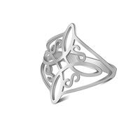 SIPURIS Anillo de nudo de bruja, anillo de nudo celta, anillo de nudo de bruja geométrico de acero inoxidable, anillo de dedo wiccano, anillo de boda, anillo apilable para mujeres y hombres,10