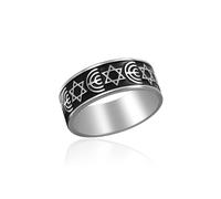 SIPURIS Anillos de estrella de David para hombres y mujeres, anillo de menorá de Hanukkah, exquisito acero inoxidable, joyería religiosa judía, Acero inoxidable, Sin piedra preciosa