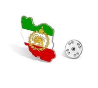 SIPURIS Broche esmaltado con bandera de león y sol para mujeres y hombres, bandera histórica de Irán, broche de mapa persa/iraní, joyería, 0.87*1.02in, Acero inoxidable, Sin piedra preciosa