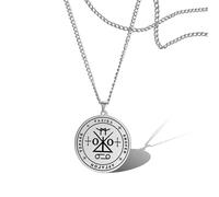 SIPURIS Collar con amuleto del sello del arcángel Raziel secreto de Dios, rey antiguo de Salomón, San Séptimo Arcángel, Raziel, Medallón, amuleto de protección, joyería para hombre (plata)