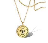 SIPURIS Collar con amuleto del sello del arcángel Raziel secreto de Dios, rey antiguo de Salomón, San Séptimo Arcángel, Raziel, Medallón, amuleto de protección, joyería para hombre (dorado)