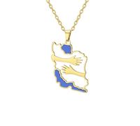 SIPURIS Collar con colgante de mapa iraní de acero inoxidable, diseño de mapa de la paz, collar con tarjeta, 0.87*1.06in, Acero inoxidable, No es una piedra preciosa