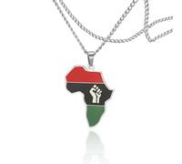 SIPURIS Collar con diseño de mapa de África, de acero inoxidable, con colgante de valor, joyería personalizada de África colorida, Acero inoxidable, No es una piedra preciosa