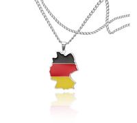 SIPURIS Collar con diseño de mapa de Alemania de acero inoxidable con bandera colgante colorido personalizado joyas para hombres y mujeres, 25 x 18 mm, Acero inoxidable, No es una piedra preciosa