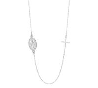 SIPURIS Collar con medalla milagrosa de la Virgen María para hombres y mujeres, colgante de cruz de la Virgen María, joyería católica religiosa para bautismo, 0.44*0.94in, Acero inoxidable, Sin piedra