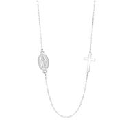 SIPURIS Collar con medalla milagrosa de la Virgen María para hombres y mujeres, colgante de cruz de la Virgen María, joyería católica religiosa para bautismo, 0.44*0.94in, Acero inoxidable, Sin piedra