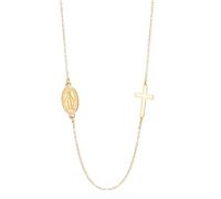 SIPURIS Collar con medalla milagrosa de la Virgen María para hombres y mujeres, colgante de cruz de la Virgen María, joyería católica religiosa para bautismo, 0.44*0.94in, Acero inoxidable, Sin piedra