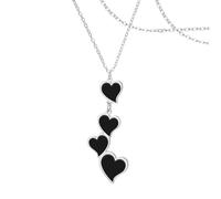 SIPURIS Collar de corazón negro para mujer, estilo punk rock, de acero inoxidable, largo y moderno, collar en Y, joyería de cumpleaños, 0.91*1.65in, Acero inoxidable, No es una piedra preciosa