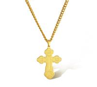 SIPURIS Collar de cruz ortodoxa para hombre, Jesucristo crucifijo ortodoxo colgante de acero inoxidable joyería cristiana religiosa regalo de cumpleaños