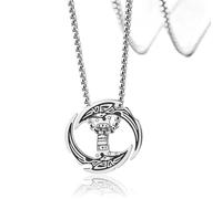 SIPURIS Collar de dragón vikingo con colgante de nudo celta, amuleto de runa nórdica, espada de luna creciente, joyería vintage para hombre, 1.1*0.98in, Acero inoxidable, No es una piedra preciosa