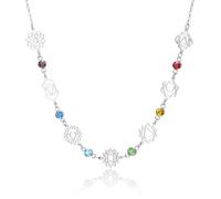 SIPURIS Collar de flor de loto de yoga para mujer, colgante de símbolo Om Ohm, collar budista de yoga, mandala, joyería espiritual, regalo, Talla única, Acero inoxidable, No es una piedra preciosa