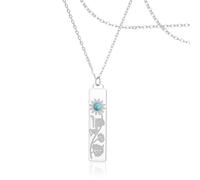 SIPURIS Collar de flores para mujeres/hombres, collar cuadrado de acero inoxidable para regalo de cumpleaños, 0.35*1.5in, Acero inoxidable, No es una piedra preciosa