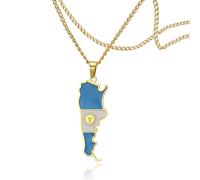 SIPURIS Collar de mapa de Argentina de acero inoxidable con colgante de bandera colorida de Argentina, joyería personalizada para hombres y mujeres, Acero inoxidable, No es una piedra preciosa