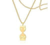 SIPURIS Collar de reloj de arena para mujer, con colgante de sol, luna y estrella, sistema solar, tema de tiempo, collar de joyería de regalo, 1.1*0.98in, Acero inoxidable, No es una piedra preciosa