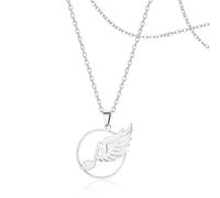 SIPURIS Collar de sueño musical y colgante de alas de ángel, piano, octava nota, joyería para amantes del canto, regalos musicales, 0.95*1.18in, Acero inoxidable, No es una piedra preciosa