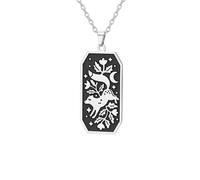 SIPURIS Collar de zorro de cuento de hadas, colgante de zorros delicados, acero inoxidable, joyería de animales para mujeres y hombres, 0.67*1.46in, Acero inoxidable, No es una piedra preciosa