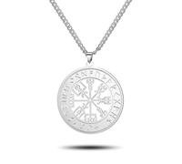 SIPURIS Collar vikingo Vegvisir para hombre runas vikingas celtas collar de brújula Odin nórdico collar de acero inoxidable amuleto pagano joyería regalo para hombres y mujeres